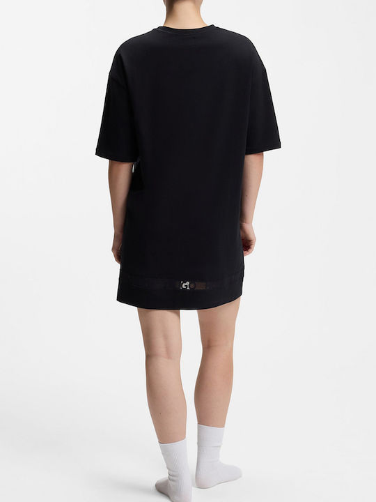 Summer Mini Evening Dress with Mesh Black