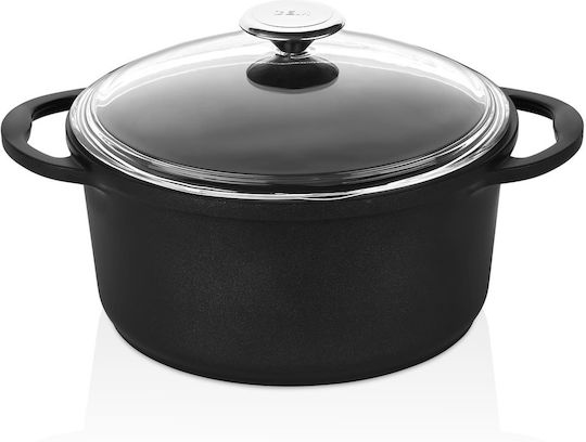 SteweHome Niederländische Ofen 2 Stück Mit Glasdeckel Schwarz 22cm (28cm)