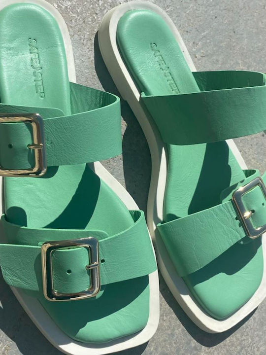 Leather Women's Flat Sandals Yellow