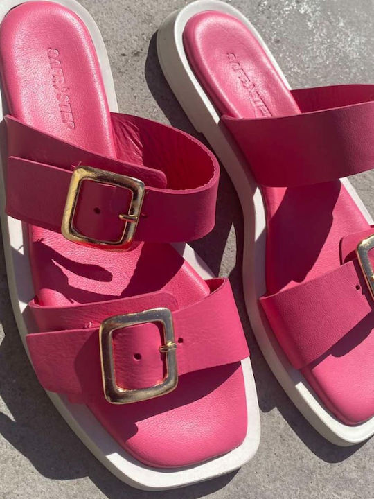 Leather Women's Flat Sandals Yellow