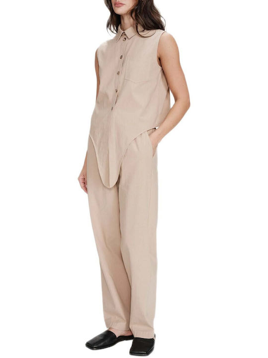 Ärmelloses Damenhemd Beige
