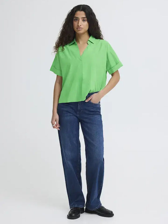 Short Sleeve Women's Cotton Shirt Black
