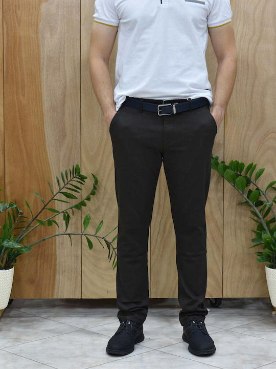 Chino Trousers Elastic in Slim Fit Brown