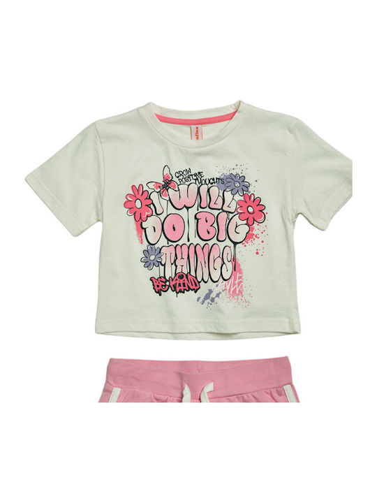 Kinderbekleidungssets mit Sommer-Shorts 2 Stück Weiß-Rosa