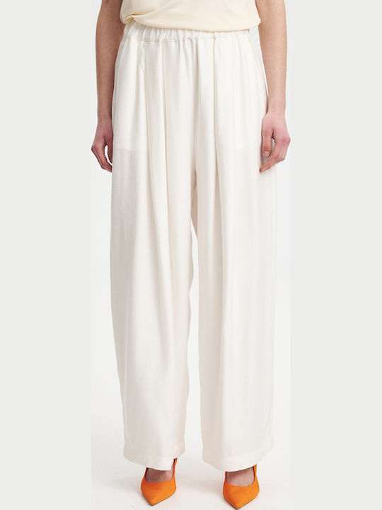 Eleh Women's High Waist Linen Pantaloons White Eleh Women's High Waist Linen Pantaloons White