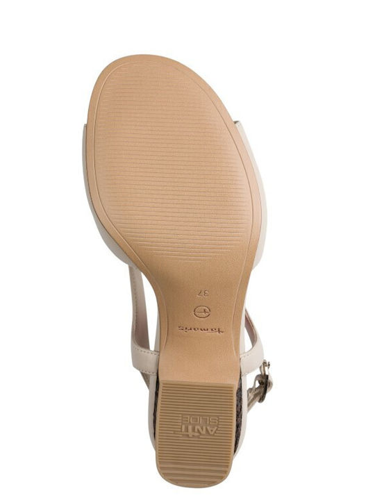 Damen Sandalen Aus Leder Beige