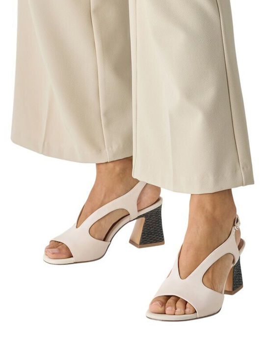 Damen Sandalen Aus Leder Beige