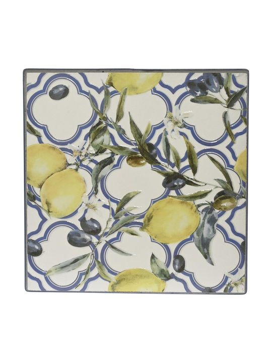 Metal Auxiliary Table for Small Outdoor Spaces Foldable Mosaic Pattern 38x46cm