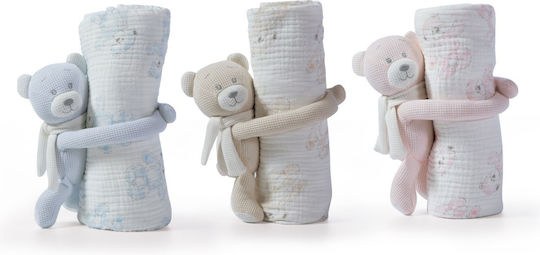 Nef-Nef Homeware Куверта За Гушкане И Люлка Teddy Пике Розова С Животинче 75x100см