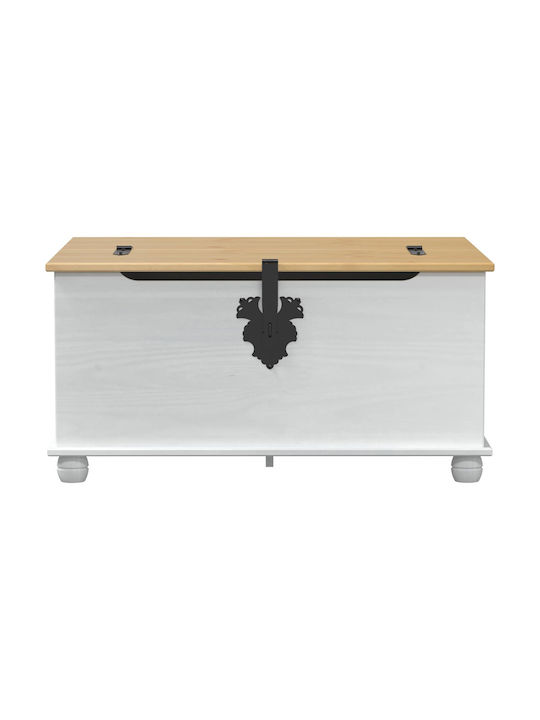 Rectangular Central Coffee Table Made of Solid Wood with Drawers White W90xD78xH45cm