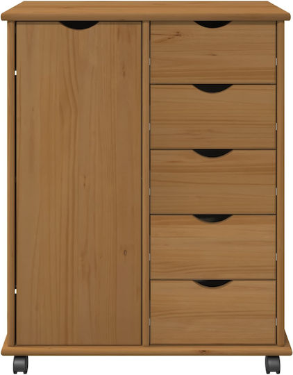 Bedroom Chest of Drawers Made of Solid Wood with 5 Drawers 63.5x39x79cm
