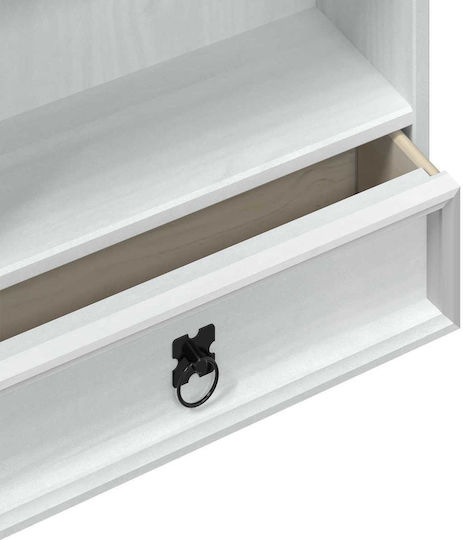 Floor Display Cabinet Made of Solid Wood with Windowed White 52x17.5x103cm 42024949 Floor Display Cabinet Made of Solid Wood with Windowed White 52x17.5x103cm 42024949