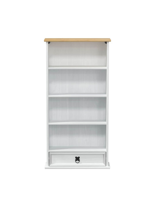 Floor Living Room Display Cabinet Made of Solid Wood with Windowed White 52x17.5x103cm