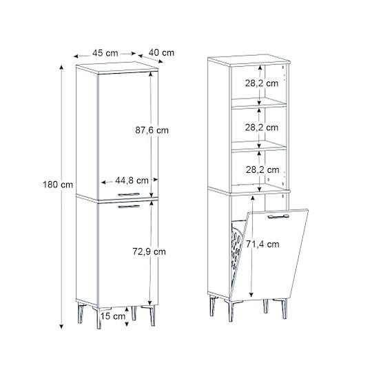 Megapap GP042-0389 1 Badezimmer-Säule Boden M45xB40xH180cm Weiß