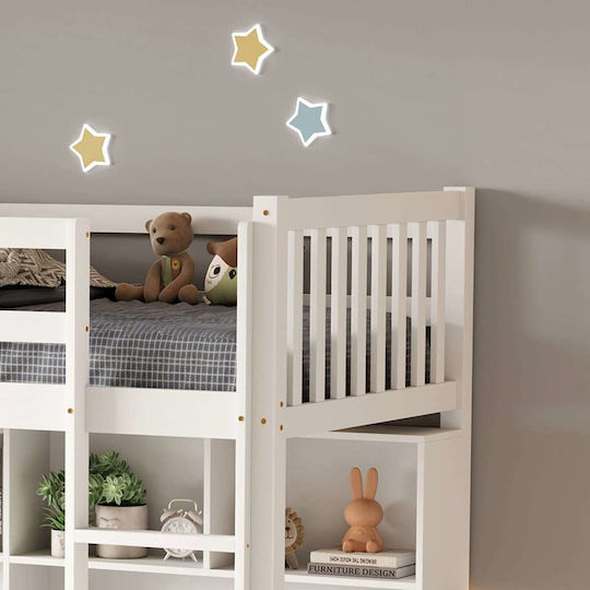 Kinderbett Hochbett Einzeln mit Schreibtisch Beige für Matratze 90x190cm