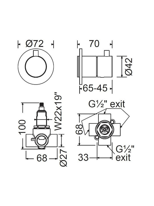 Armando Vicario Built-in Mixer & Diverter Set for Shower
