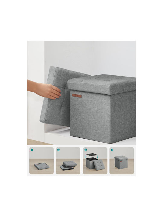 Living Room Stool with Storage Space Upholstered with Gray Fabric 30x30x30cm