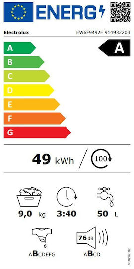 Electrolux 600 SensiCare Пералня 9 кг 1400 Оборота EW6F9492E