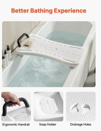 Vevor Bathroom Seat with Backrest 72x34.5x16cm KJSYGZYTSLBK6PX82001V0