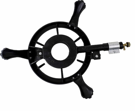 Set Arzător Rotund Fontă Pentru Foc Zts 5442 Diametru 33cm Furtun 2.5m 2 Cleme Conector Butelie Gaz Set 30042