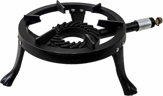 Set Arzător Rotund Fontă Pentru Foc Zts 5442 Diametru 33cm Furtun 2.5m 2 Cleme Conector Butelie Gaz Set 30042