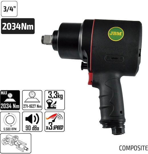 JBM Composite Luftschlagschrauber 3/4" mit Maximalem Drehmoment 207,41kgm
