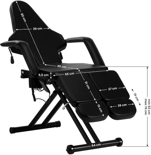 Activeshop Tattoo Chair Black with Adjustable Height and Electric Lifting Mechanism Bed