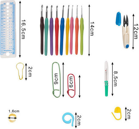 Set De Croșetat XXL Zola 113 Piese 40 Bobine 9 Croșete 2-6 Mm Ace Foarfece Alte Accesorii Multicolore