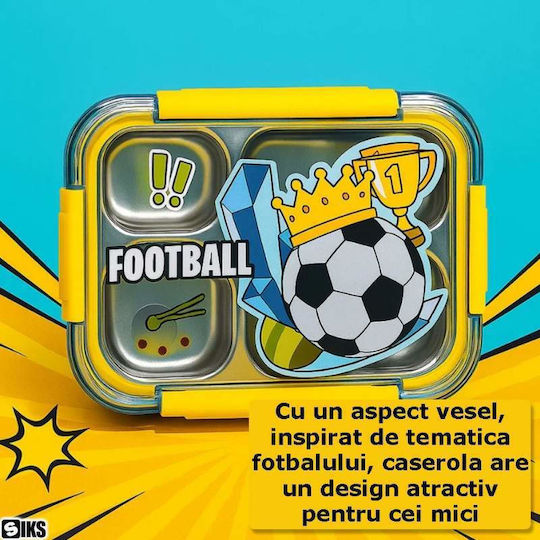 Cutie De Prânz Pentru Copii Din Inoxidabil Tematică Fotbal 0.9 Litri Izotermică Verde 26 x 19 x 7 cm