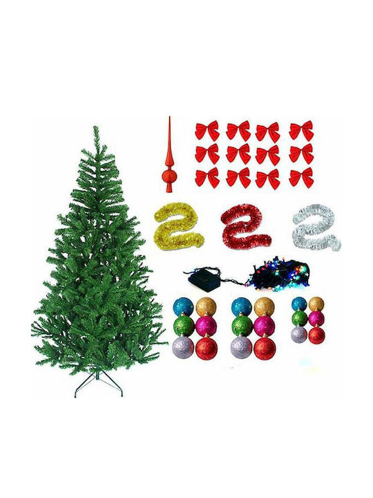 Arbore De Crăciun Siks 1.8 M Set 45 Accesorii De Decor Incluse 100 Lumini LED Instalare