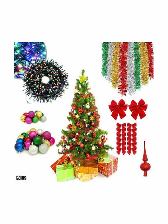 Arbore De Crăciun Siks 1.8 M Set 45 Accesorii De Decor Incluse 100 Lumini LED Instalare