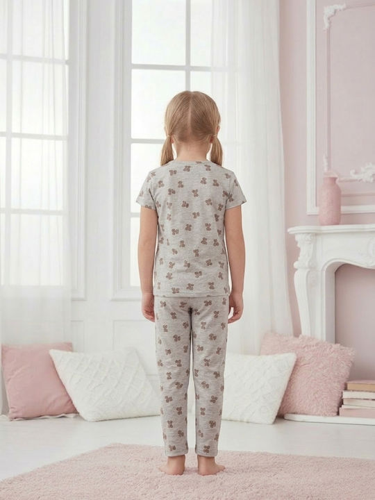 Siyah Inci Pijama Copii Vară Din Bumbac Gri Deschis