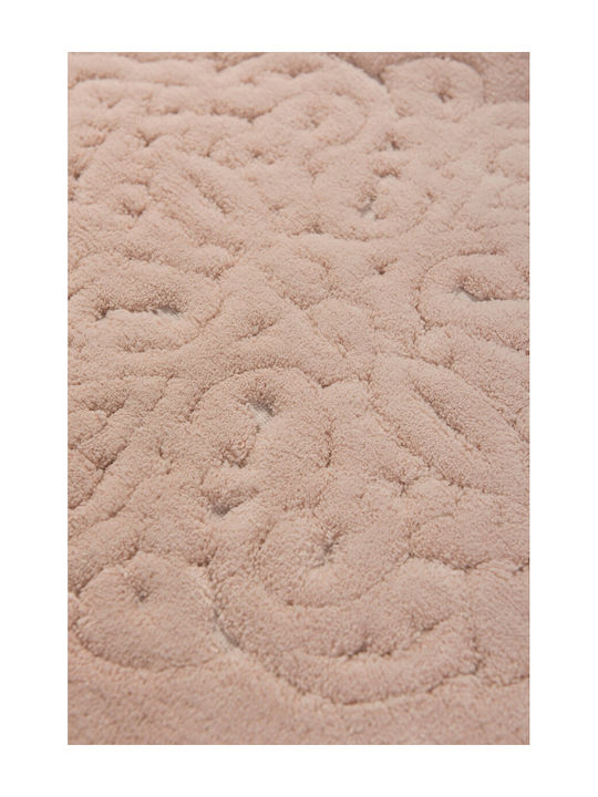 Lenjerii Deosebite Non-Slip Set Of Cotton Bath Mats Ottoman Powder Pink 2 Pieces