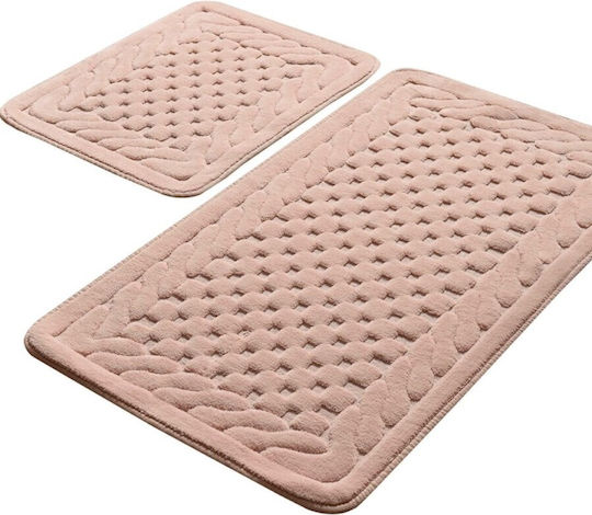 Lenjerii Deosebite Non-Slip Set Cotton Bath Mats Powder 2 Pieces