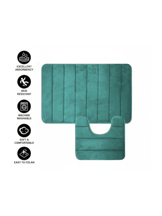 Alista Home Set Antiderapant Covoare De Baie AT1CT-IM1P-RS1S-DT25025/004 Verde 50x80cm 2 Bucăți