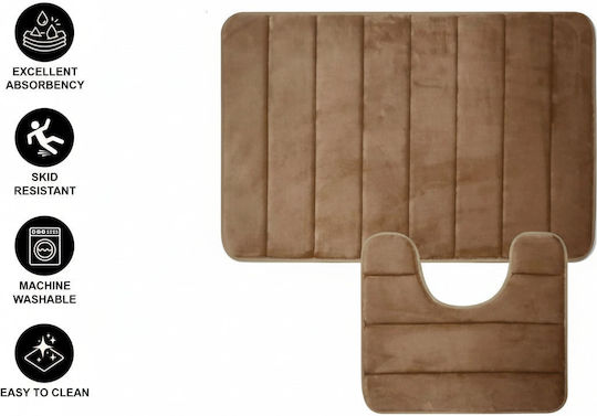 Alista Home Set Antiderapant Covoare De Baie AT1CT-IM1P-RS1S-DT25025/006 Maro 50x80cm 2 Bucăți