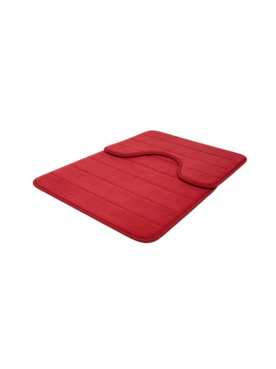 Alista Home Set Antiderapant Covoare De Baie AT1CT-IM1P-RS1S-DT25025/008 Roșii 50x80cm 2 Bucăți