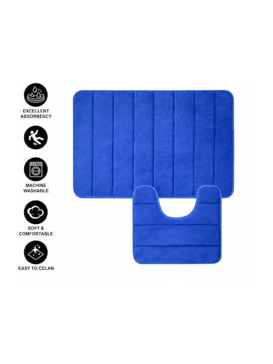 Alista Home Set Antiderapant Covoare De Baie AT1CT-IM1P-RS1S-DT25025/007 Albastru 50x80cm 2 Bucăți