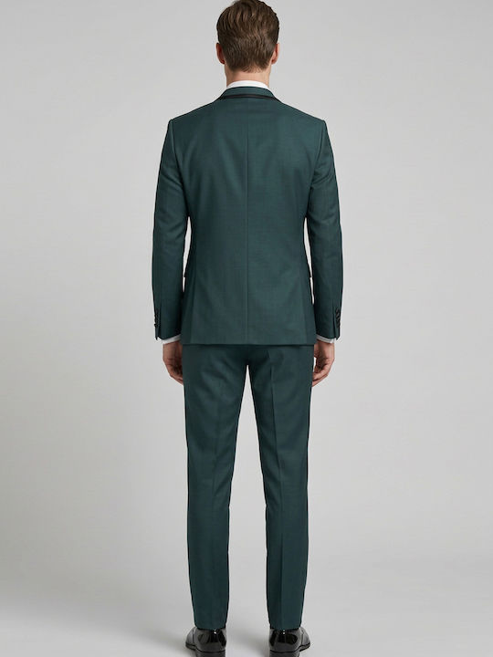 Men's Suit with Vest with Slim Fit Green