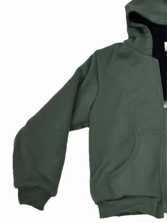 Kinder-Sweatshirt Strickjacke mit Kapuze und Taschen Khaki