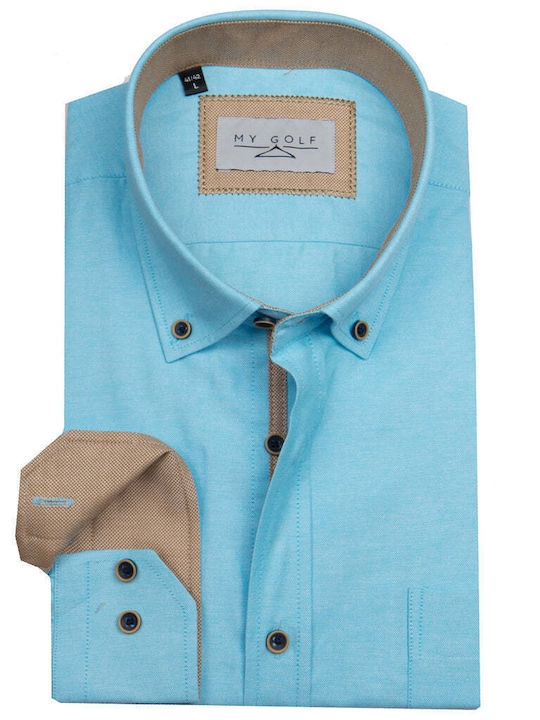 Long Sleeve Shirt in Regular Fit Turquoise