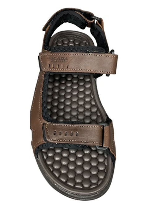 Leather Men's Sandals In Brown Color AN-03290-2-6