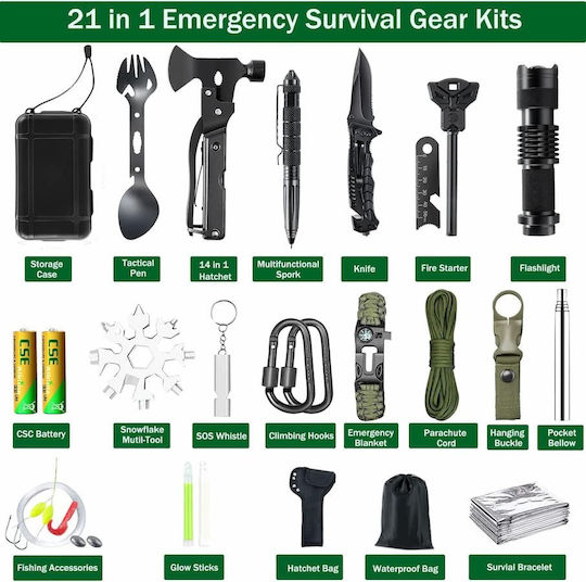 Κιτ Επιβίωσης Έκτακτης Ανάγκης 21in1 Survival Kit
