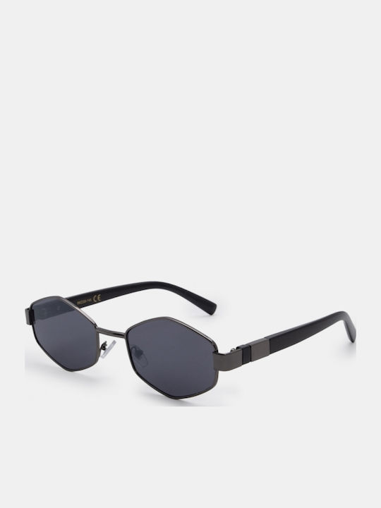 Luigi Unisex Sunglasses with Black Metallic Frame and Black Lens 4863601