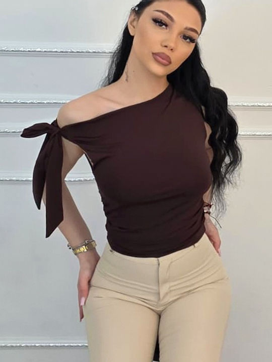 Bluza Damă De Vară Fără Mâneci Maro