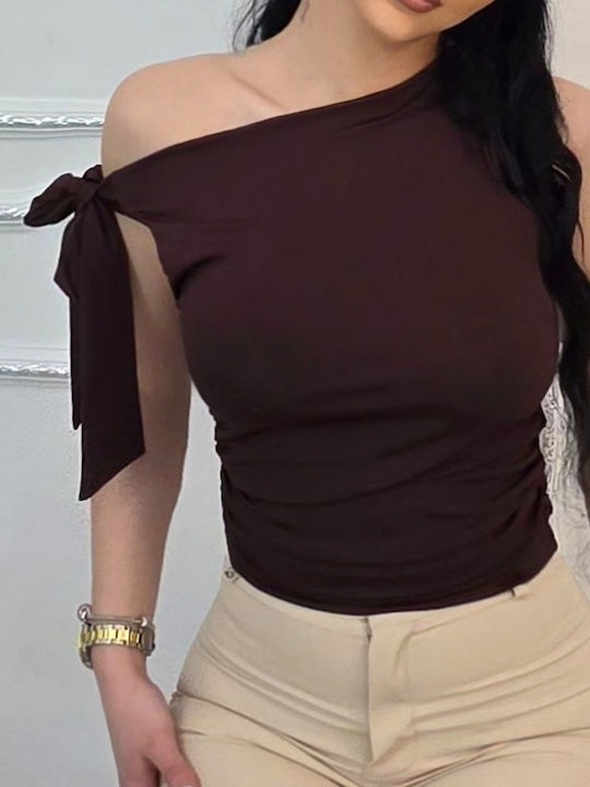 Bluza Damă De Vară Fără Mâneci Maro