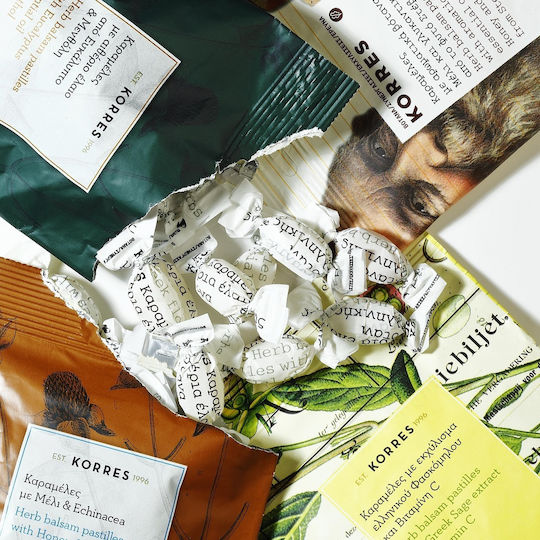 Korres Bonbons mit ätherischem Öl aus Eukalyptus Menthol Bonbons für Trockenen Husten glutenfrei Eukalyptus & Minze 60gr 15Stück