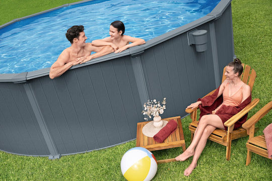 Bestway 561cs Hydrium Кръгъл Басейн PVC 27200л 549x132см Сив