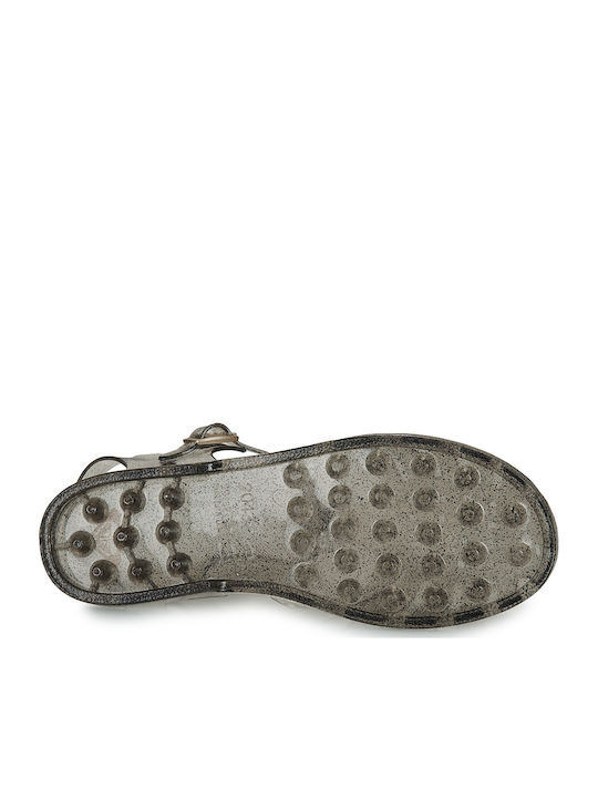 Damen Flache Sandalen Grau