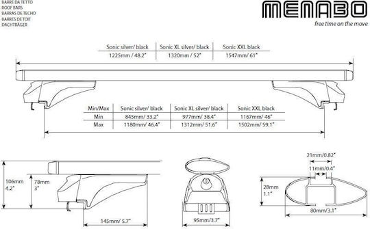 Menabo Sonic Silver Cross Bars Bmw 3 Series F31 Touring 2015-2018